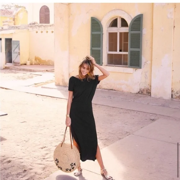 Sezane Lucille Dress Open Back Lace Black Midi Dress - Picture 11 of 16